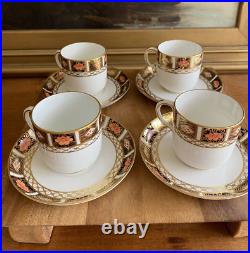 (4) ROYAL CROWN DERBY Imari Border DEMITASSE CUPS & SAUCERS