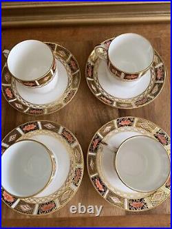 (4) ROYAL CROWN DERBY Imari Border DEMITASSE CUPS & SAUCERS