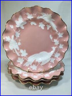 (4) ROYAL CROWN DERBY Pink'CHINESE BIRDS' 8.5 Inch LUNCHEON PLATES