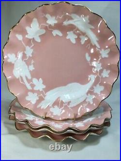 (4) ROYAL CROWN DERBY Pink'CHINESE BIRDS' 8.5 Inch LUNCHEON PLATES