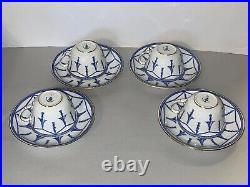 4 Rare Royal Crown Derby Blue Bell on Chains Cup & Saucer Sets 4685