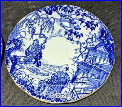 4 Royal Crown Derby Blue Mikado 9 Dinner Luncheon Plates