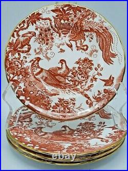 (4) Royal Crown Derby China Red Aves Bread & Butter Plates, Older