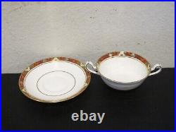 (4) Royal Crown Derby Cloisonne A1317 Footed Cream Soup Bowl & Saucer Sets