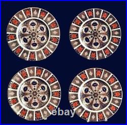 4 Royal Crown Derby Old Imari 10.5 Dinner Plates Bone China 1128 Set