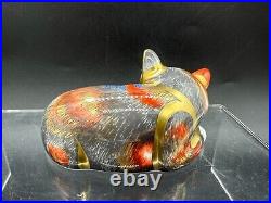 4 Royal Crown Derby Paperweights King Charles Mouse Cat ++ Good Condition