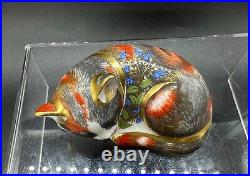 4 Royal Crown Derby Paperweights King Charles Mouse Cat ++ Good Condition
