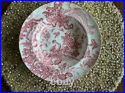 4 Royal Crown Derby Pink Aves 8 1/2 Soup Bowls