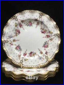 (4) Royal Crown Derby'ROYAL ANTOINETTE' 8 Inch DESSERT PLATES Mint