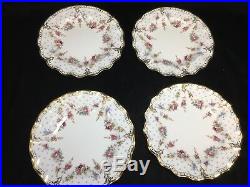 (4) Royal Crown Derby'ROYAL ANTOINETTE' 8 Inch DESSERT PLATES Mint