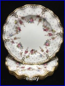 (4) Royal Crown Derby'ROYAL ANTOINETTE' 8 Inch DESSERT PLATES Mint