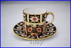 4 Royal Crown Derby Traditional Imari 2451 Demitasse Can Shape Cups and Saucers