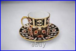 4 Royal Crown Derby Traditional Imari 2451 Demitasse Can Shape Cups and Saucers