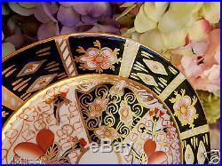 4 Royal Crown Derby Traditional Imari Dessert Pie Plates Cobalt Rust Gold Gilt