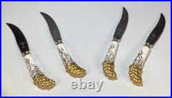 4 Royal crown Derby Vine gold Set fruit knives Made In UK porcelain handles