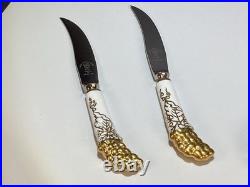 4 Royal crown Derby Vine gold Set fruit knives Made In UK porcelain handles