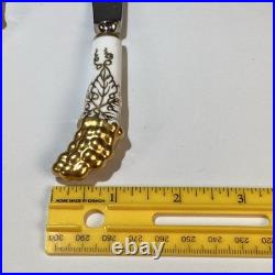 4 Royal crown Derby Vine gold Set fruit knives Made In UK porcelain handles