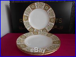 4 x Royal Crown Derby Green Panel 2nd Quality Dinner Plates 10.5 Last Set