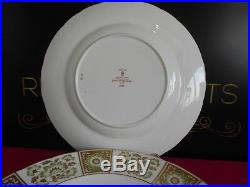 4 x Royal Crown Derby Green Panel 2nd Quality Dinner Plates 10.5 Last Set