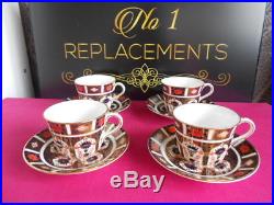 4 x Royal Crown Derby Old Imari 1128 Tea Cups and Saucers