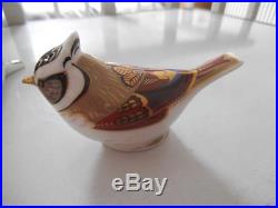 4x Royal Crown Derby Imari Paperweight Birds Robin Wren Crested Tit