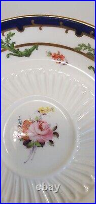 5 Antique Royal Crown Derby Saucer/Dessert Dishes Pink Roses Cobalt Gilt c 1899