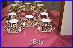 5 Royal Crown Derby Imari 2451 pattern Demitasse cups and saucers. Dated 1911