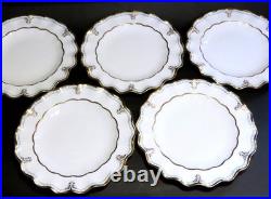 5 Royal Crown Derby Lombardy A1127 Bone China Dinner Plates Gold Rim 10