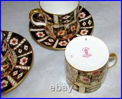 5 Royal Crown Derby Traditional Imari Flat Demitasse Cups & Saucers