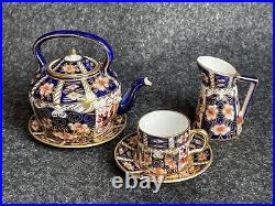 5 Vintage Antique Royal Crown Derby Miniature Tea Set 2451 Teapot Cup Creamer