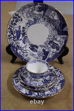 5 pc Royal Crown Derby English Bone China BLUE MIKADO Place Setting Dinner Plate 5 pc Royal Crown Derby English Bone China BLUE MIKADO Place Setting Dinner Plate