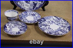 5 pc Royal Crown Derby English Bone China BLUE MIKADO Place Setting Dinner Plate