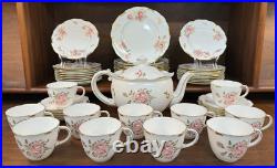 54-Piece Royal Crown Derby PINXTON ROSES 1120 Partial Tea Dessert Service for 11