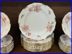 54-Piece Royal Crown Derby PINXTON ROSES 1120 Partial Tea Dessert Service for 11