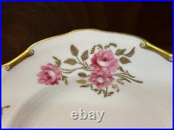 54-Piece Royal Crown Derby PINXTON ROSES 1120 Partial Tea Dessert Service for 11