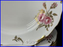 54-Piece Royal Crown Derby PINXTON ROSES 1120 Partial Tea Dessert Service for 11