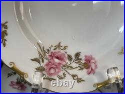 54-Piece Royal Crown Derby PINXTON ROSES 1120 Partial Tea Dessert Service for 11