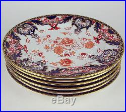 6 Luncheon / Salad Plates 8 7/8 Royal Crown Derby Pattern 2113 Imari Flow Blue