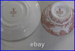 6 ROYAL CROWN DERBY English Bone China A74 Red Aves Cups & Saucers