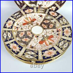 6 Royal Crown Derby 2451 Traditional Imari Luncheon plates Cobalt blue Gold gilt