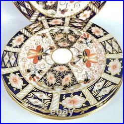 6 Royal Crown Derby 2451 Traditional Imari Luncheon plates Cobalt blue Gold gilt