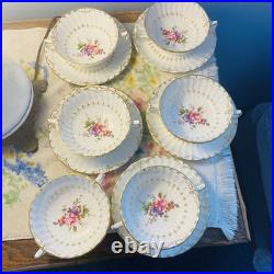 6 Royal Crown Derby Ashby Cream Soup & Saucer Sets, 1 Wentworth Saucer 12 Pcs