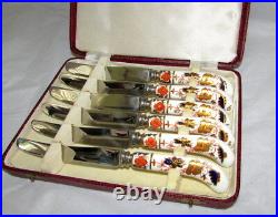 6 Royal Crown Derby Asian Rose Imari Tea Knives Boxed Set