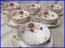 (6) Royal Crown Derby'Bali' Boston Shape Footed CREAM SOUP & LINER SETS