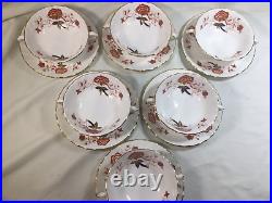 (6) Royal Crown Derby'Bali' Boston Shape Footed CREAM SOUP & LINER SETS
