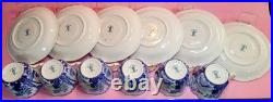 6 Royal Crown Derby Blue Mikado Tea Cups And Saucers