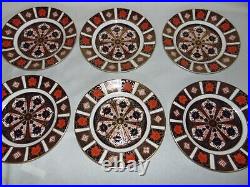 6 Royal Crown Derby China Old Imari 1128 6 1/4 Bread and Butter Plates