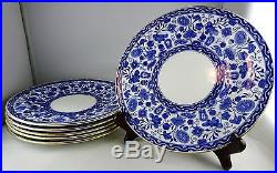 6 Royal Crown Derby China Wilmot Salad Plates Blue Flowers & Butterflies