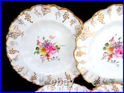 6 Royal Crown Derby England Dessert Plates with Gilt Trim Vine with Posies