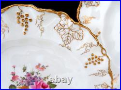 6 Royal Crown Derby England Dessert Plates with Gilt Trim Vine with Posies